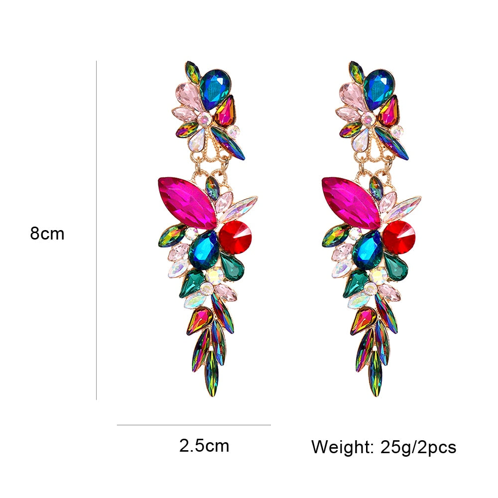 New Colorful Rhinestone Earrings High Quality Crystal Drop Earring