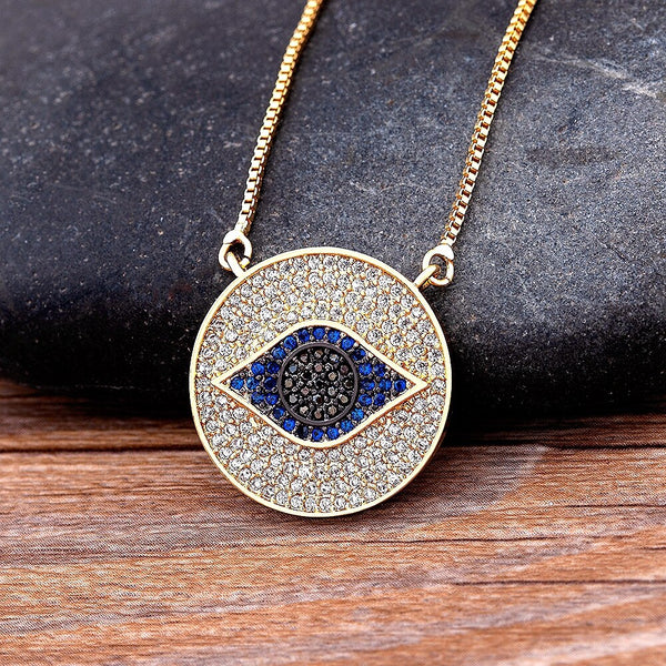 Lucky Blue Evil Eye Pendant Choker Top Quality Copper Zircon Charms Necklace