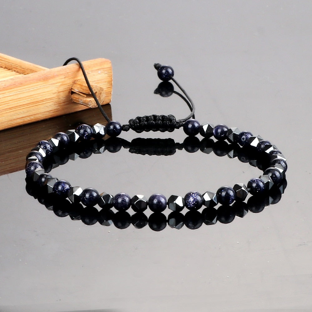 4mm Irregular Hematite Men Beaded Bracelets Natural Tiger Eye Lava Stone Beads Bracelets