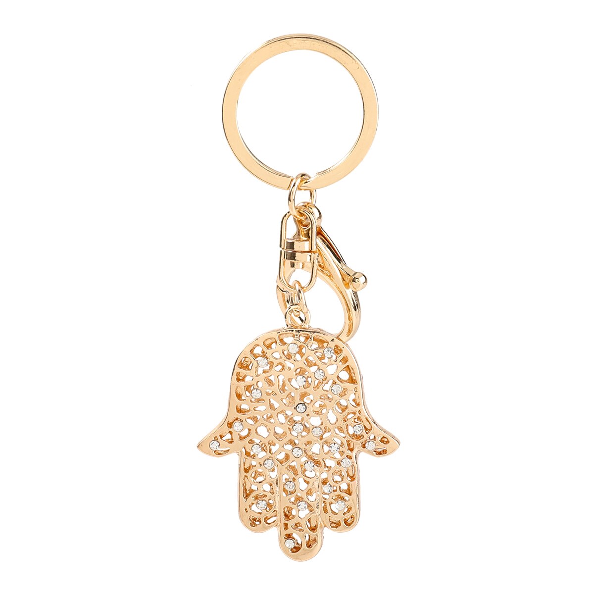 Fashion Metal Rhinestone Palm Keychain Female Car Key Ring