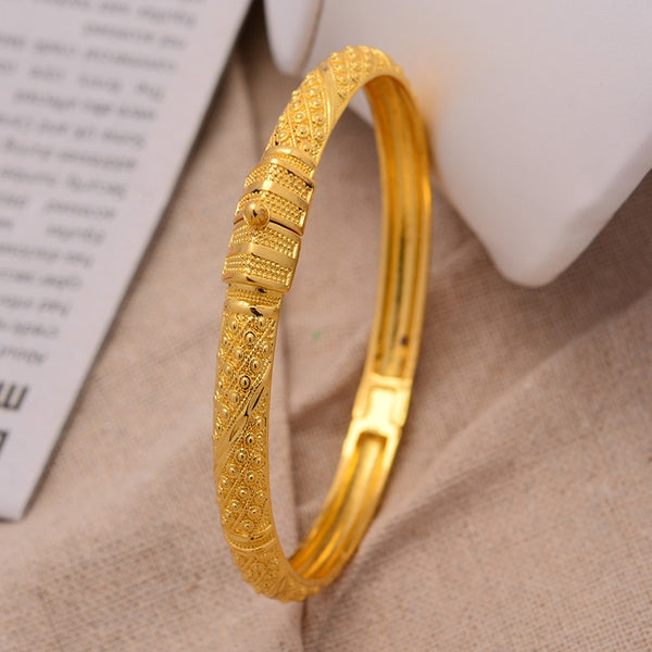 24K 1Pieces/Lot Wholesale Ethiopian Gold Color Bangles For Women