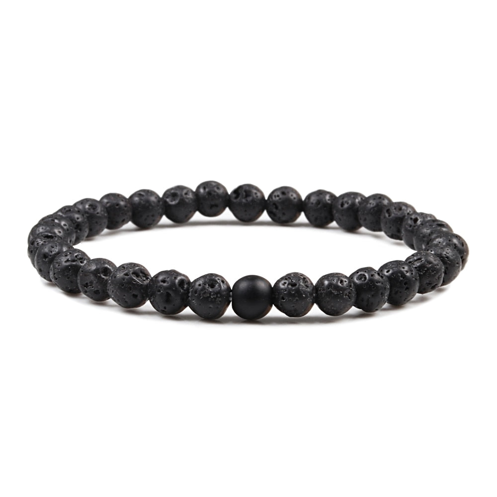 Black White Natural Stone Yoga Beaded Bracelets Men Women