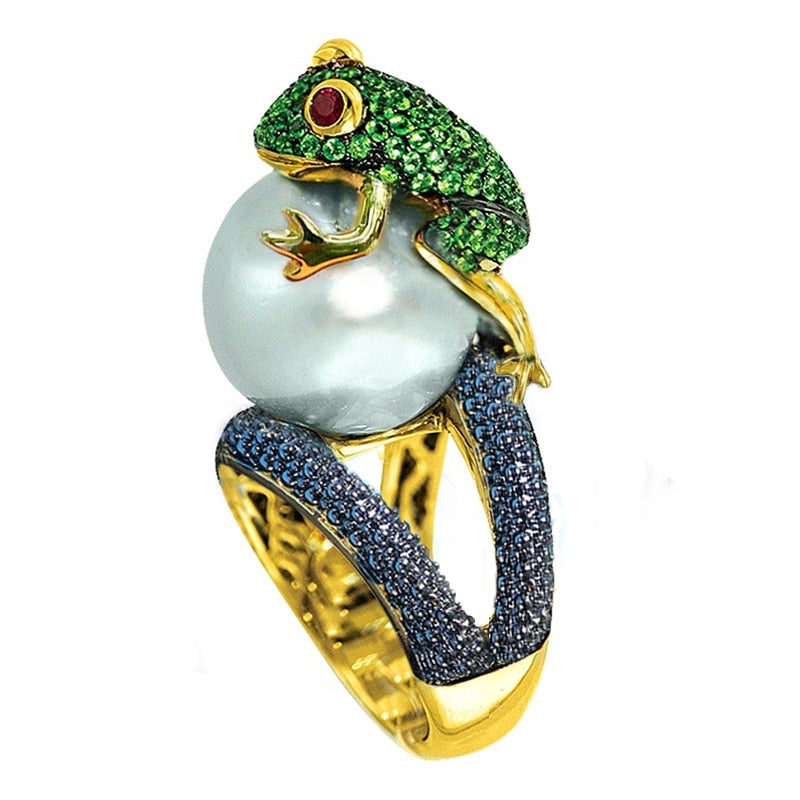 Cute Animal Ring Jumping Frog Shaped Fancy Rings Birthday Gift