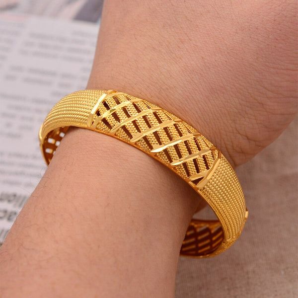 Can open Ethiopian Ethnic Jewelry Gold Color Bracelet Bangles For Women