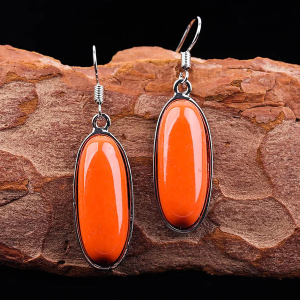 Bohemian Orange Stone Earrings For Women