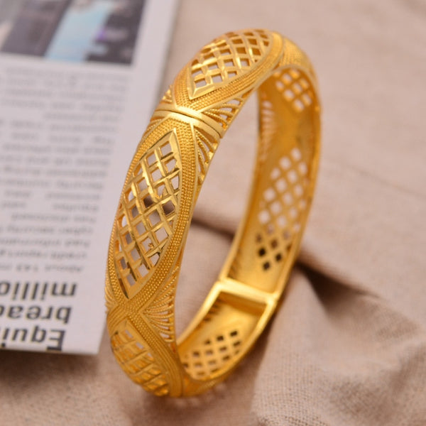 24K Ethnic   Dubai African Gold Color Bride Bangles For Women