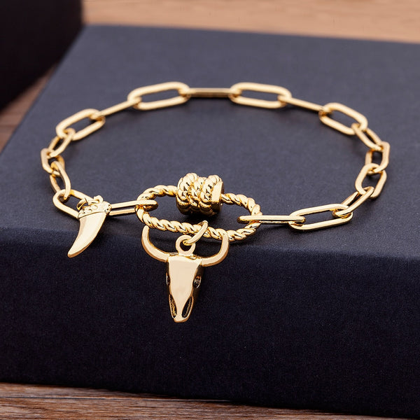 New Design Bull Head Men Women Link Bracelet Animal Pendant