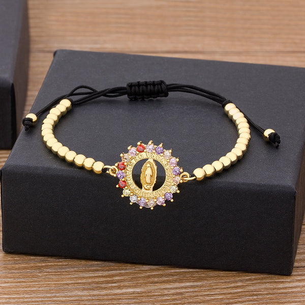 Trendy 9 Styles Virgin Mary Bracelet Gold Color Jesus Christ Handmade Beads Bracelets For Women