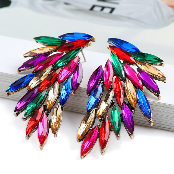 Fashion Colorful Crystal Stud Earrings For Women