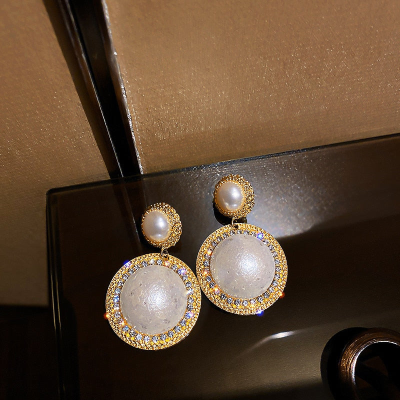 Simulation Pearl Drop Earrings for Women Rhinestone Dangle Earrings