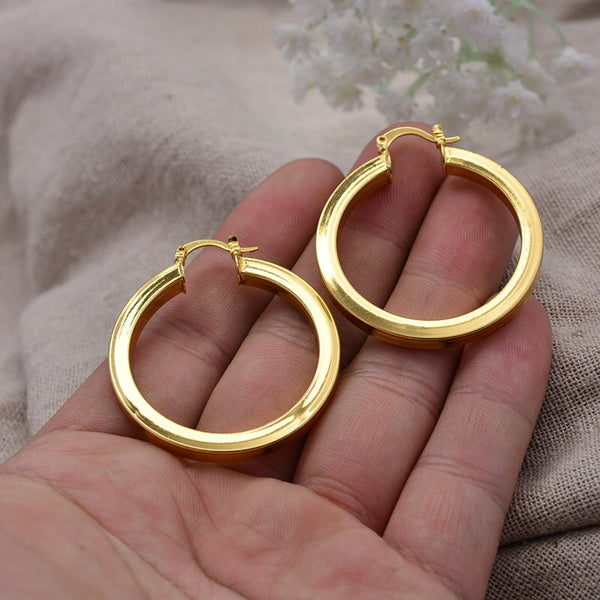 gold color round statement earrings For Women/