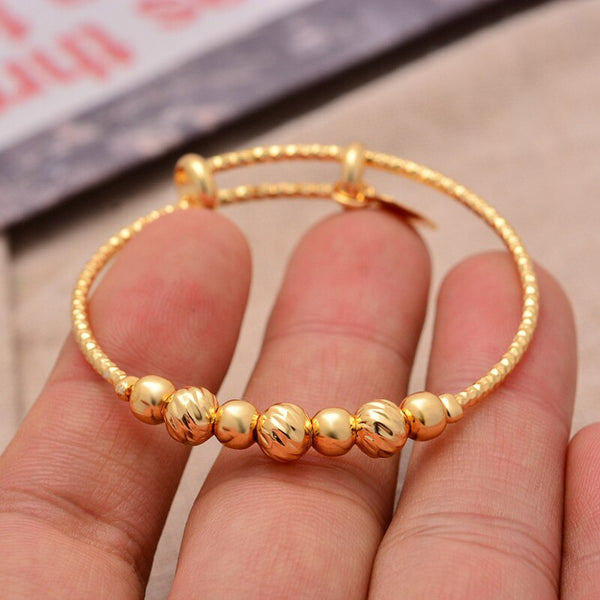 Ethiopian Arab Gold Color Bangle for Girls/Baby Gold Color Charm Beads Bracelet