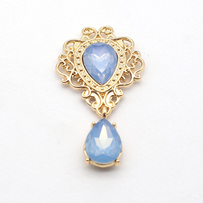 New Fashion 10 Pcs/ 26*47MM Mixed Color Water Drop Alloy Gold Flat Drop Drop Pendant