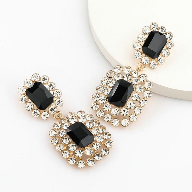 Colorful Rhinestone Pendant Earrings For Women Statement Jewelry Earrings