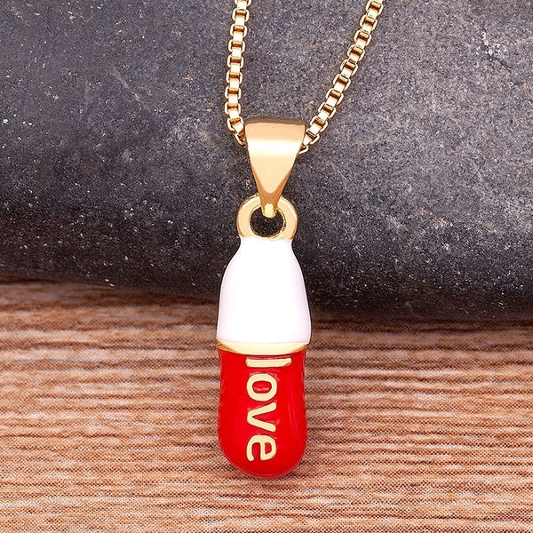 European and American Popular Multicolor Love Pill Capsule Candy Color Pendant