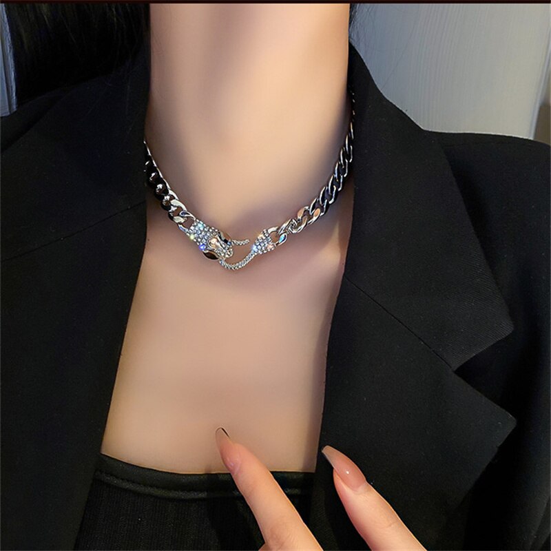 New Snake Shape Hook Choker Necklaces for Women Geometric Chain Necklaces