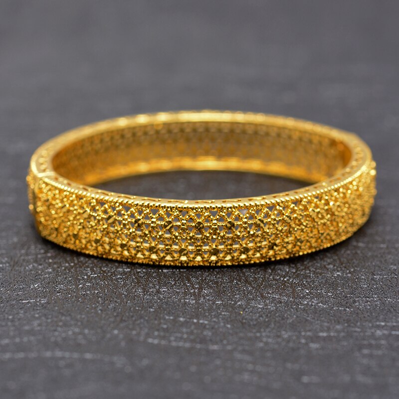 4PCS 24k Gold Bangle for Women Gold Dubai Bride Wedding Ethiopian Bracelet