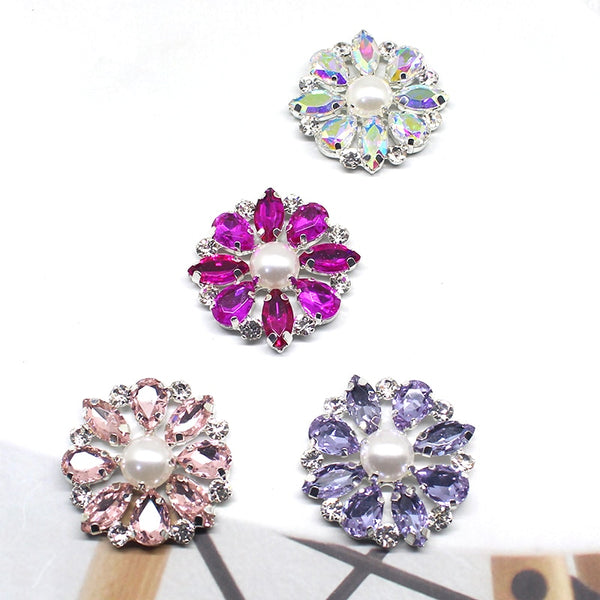 5pcs/lot33MM Flower Flatback Snap Button