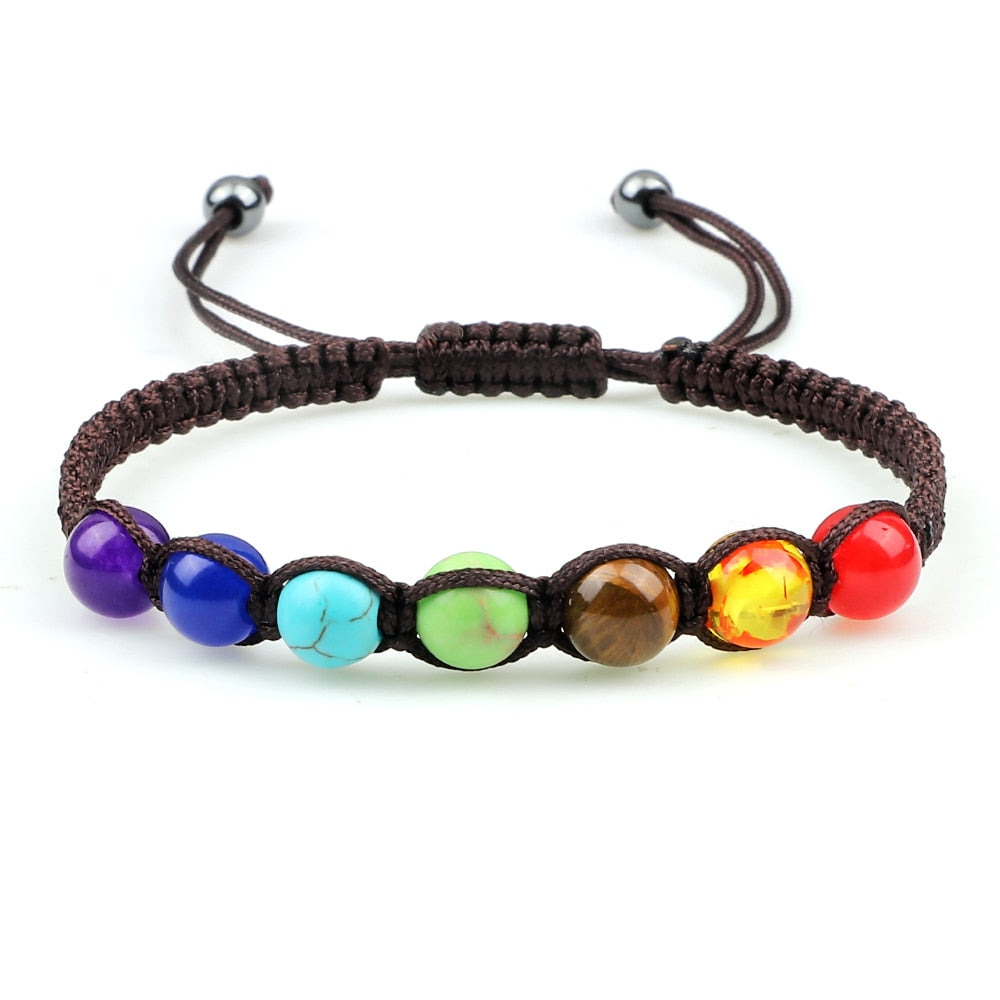 Yoga 7 Chakra Natural Stone Beads Bracelets Women Men Paryer Balance