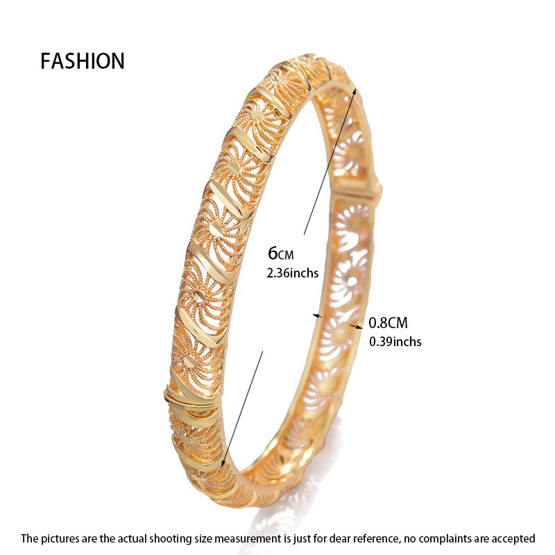 4Pcs 24K Africa Gold Color Dubai Bangles for Women