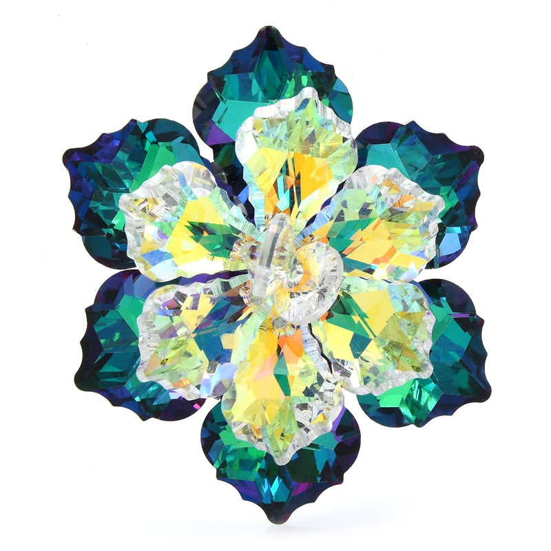 hining Glass Flower Brooches For Women