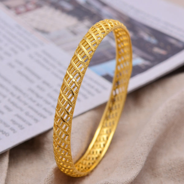 1pcs Middle East Arab Dubai 6.5cm Big Size Bracelet Gold Color Bangles For Women