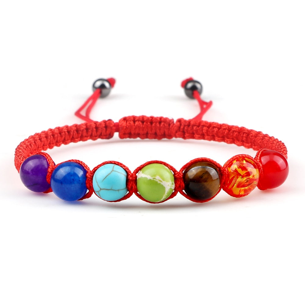 Yoga 7 Chakra Natural Stone Beads Bracelets Women Men Paryer Balance