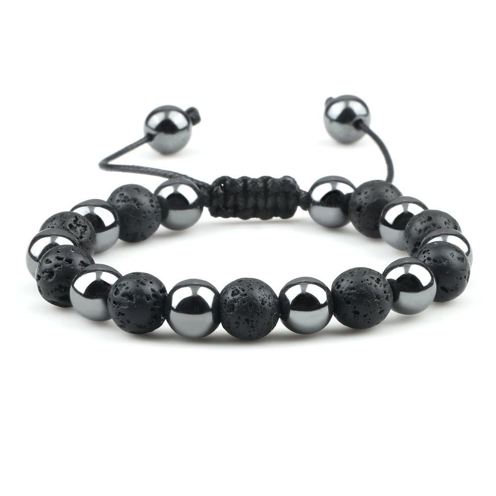 Fashion Men Beads Bracelet Charm Natural Tiger Eye Hematite Stone Bangle Women