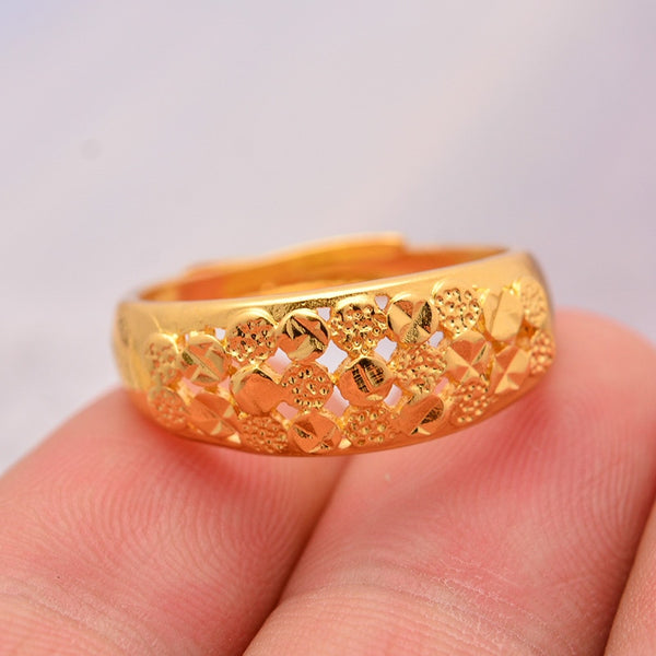 Copper bending Dropshipping  Free size Gold Color wedding rings for man Women