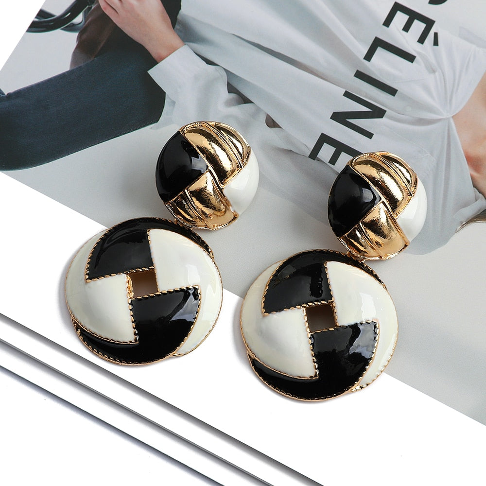 Fashion Double Round Za Dangle Earrings High-Quality Luxury Ear Accessories For Women