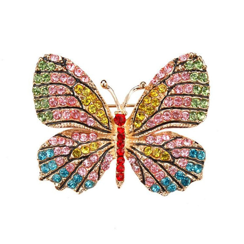 Zinc Alloy Butterfly Brooch Woman Clothing Rhinestone Brooch For Women