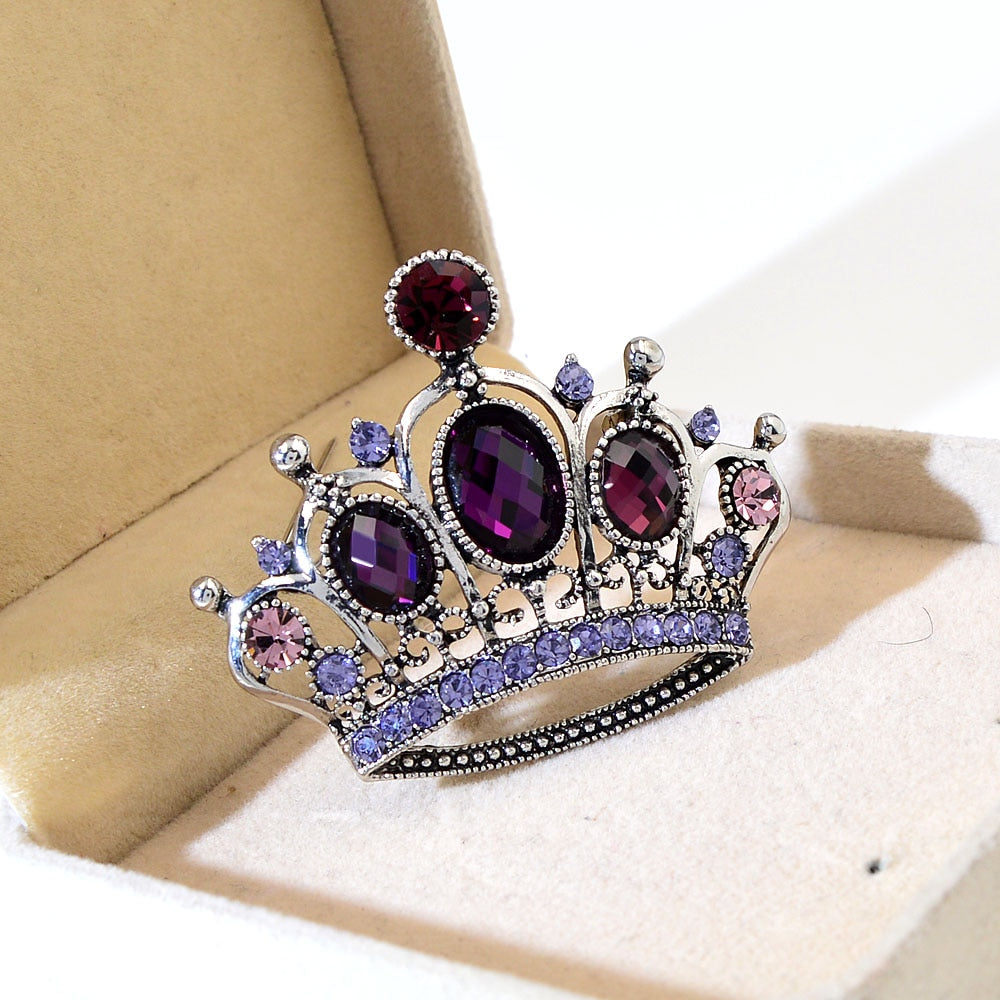 Crystal Crown Brooches For Women