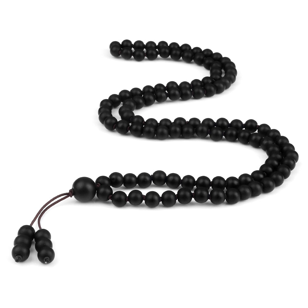 108 Mala Men Black stone Beads Healing Energy Bracelet Necklace