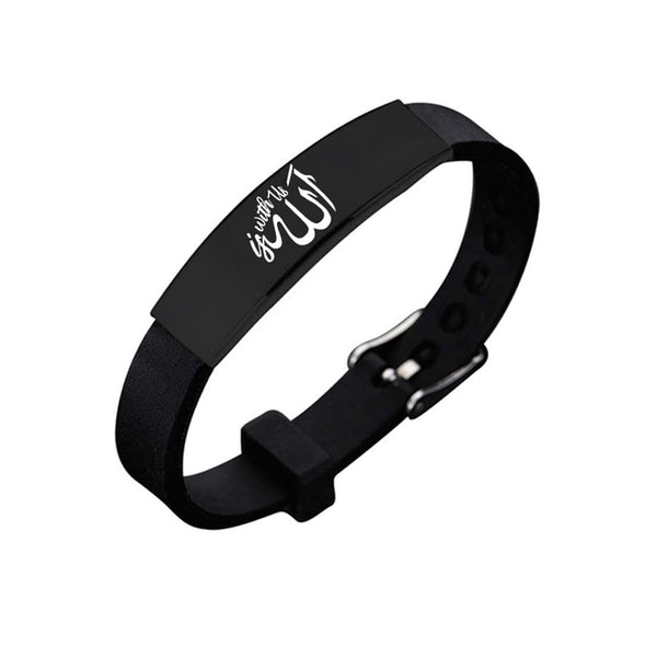 Wristband Bangle Black Stainless Steel Adjustable Men Bracelet