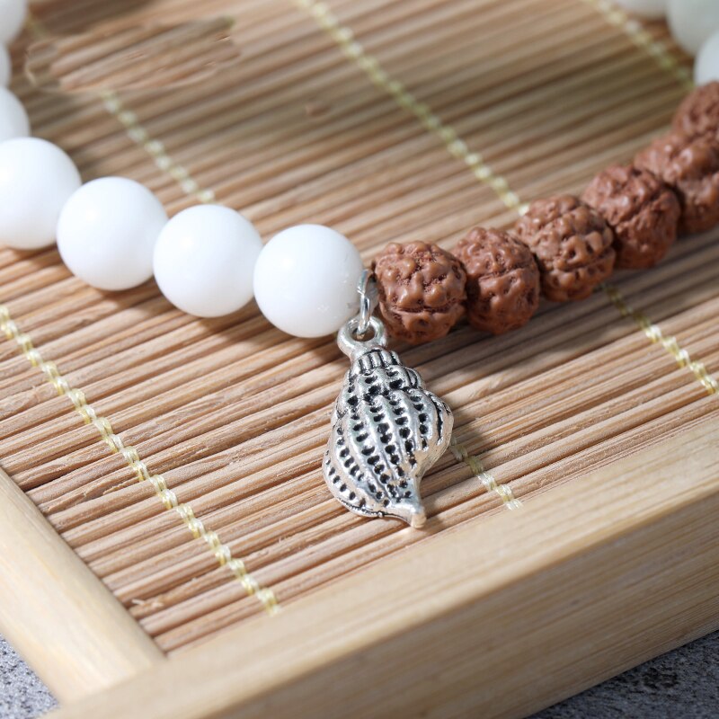 Rudraksha  White ClamMen and Women Elastic Rope Bracelet