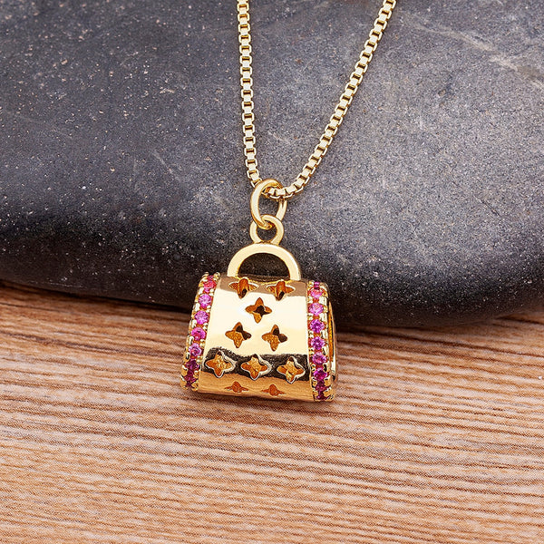 Fashion Creative Retro Pink/White/Black Colors Bag Shape Pendant