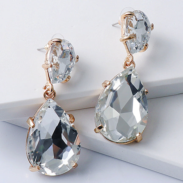 New Rhinestone Waterdrop Dangle Earrings