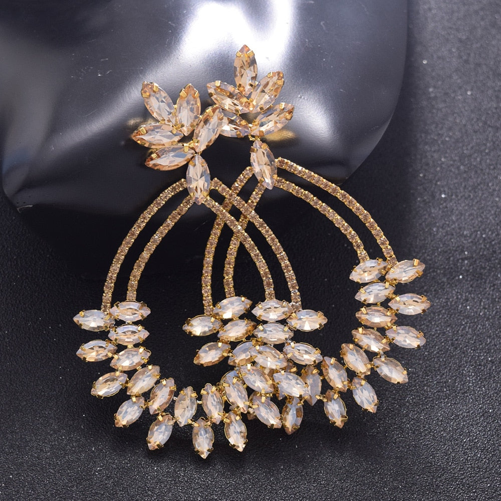 12cm rhinestones women big drop earrings