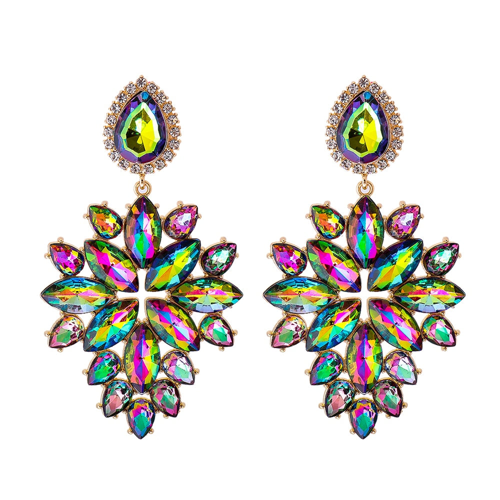 Colorful Rhinestone Dangle Earrings High Quality Statement Crystal Drop Earring For Women