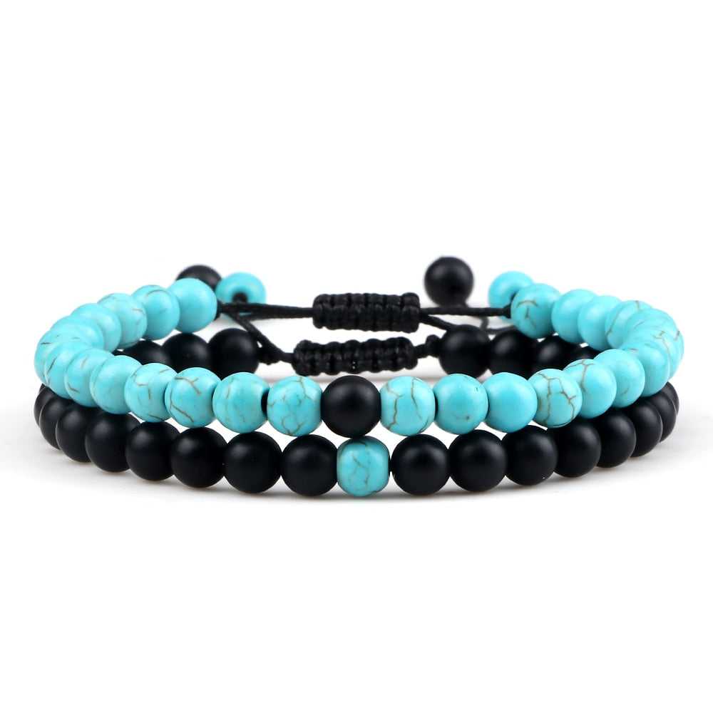 Couples Distance Beads Bracelet Classic Black Matte Green Malachite Bracelets