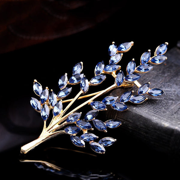 Wheat Ear Flower Crystal Brooches Bouquet New Women Brooch Pin