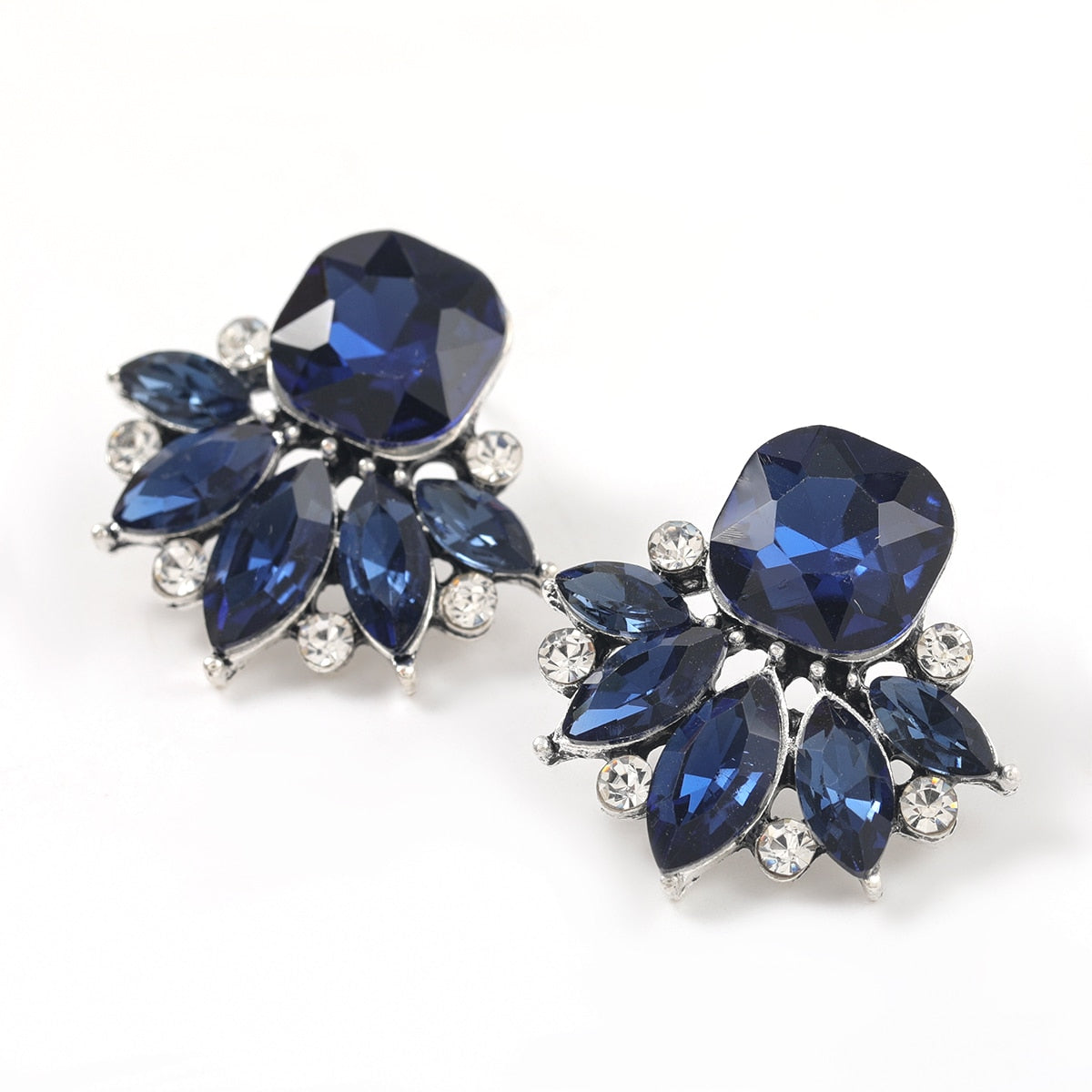 Fashion Metal Rhinestone Glass Geometric Earrings Women