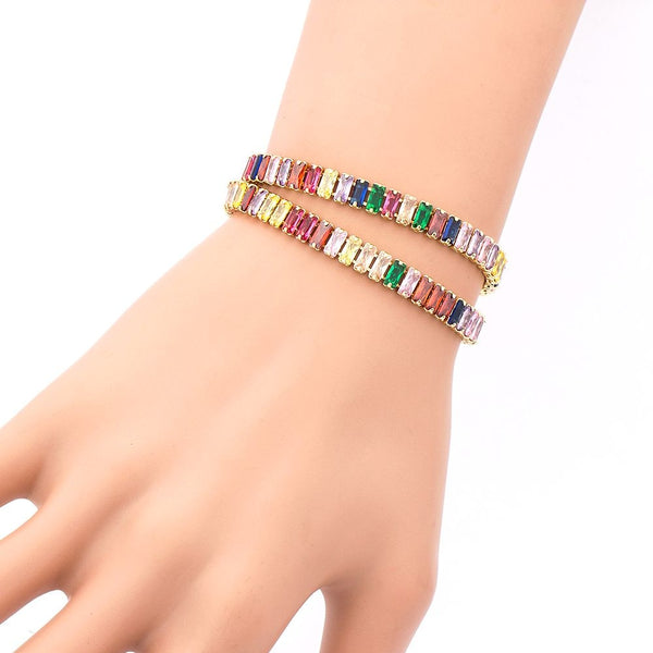 Top Quality Luxury Copper Cubic Zirconia Double Layer Bracelet