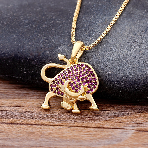 Original Design Fashion Animal Cow Zircon Clavicle Chain Necklace