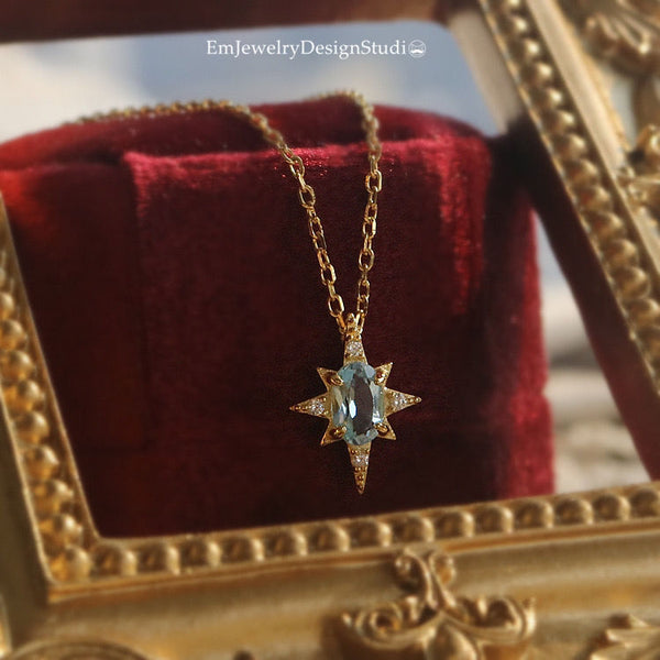 New designer original six-pointed star topaz pendant necklace