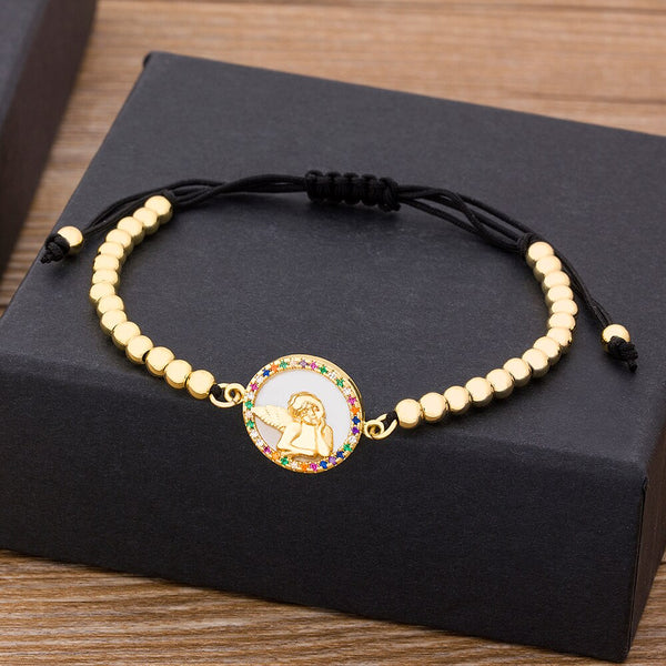 Delicate Handmade Beads Bracelet Angel Jesus Natural Shell Adjustable Bracelets For Women