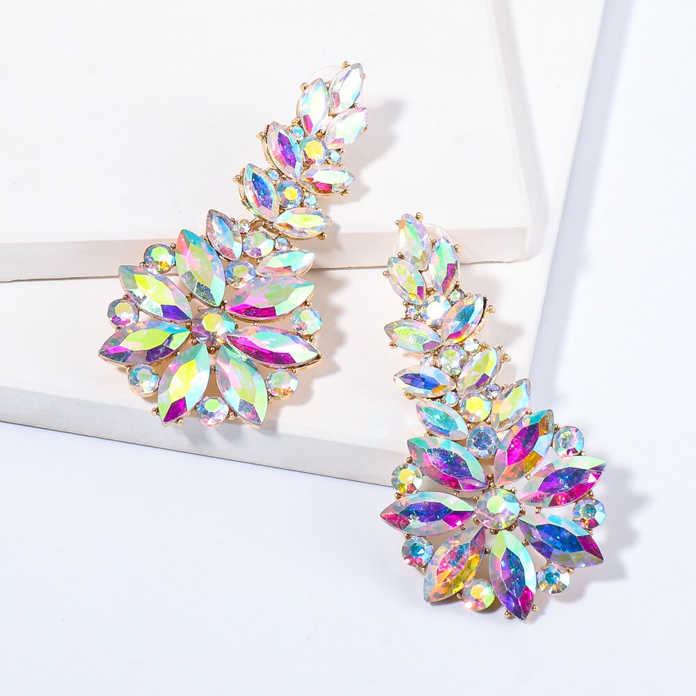 New Long Crystal Drop Dangle Earrings Colorful Rhinestone Hangle Earring