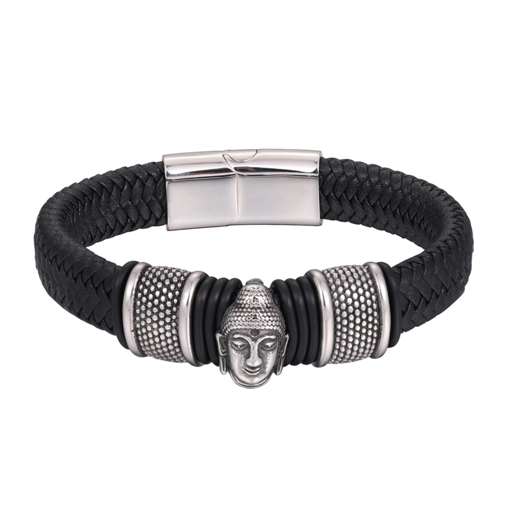 Avatar of Vishnu Shakyamuni Buddha Genuine Leather Bracelet