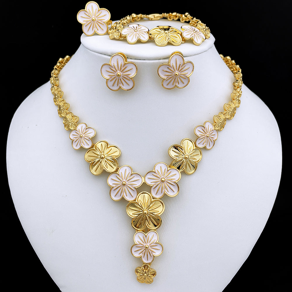 Dubai Gold Plated Jewelry Sets Women‘s Necklace Earrings Large Pendant Nigeria Bridal Jewelry