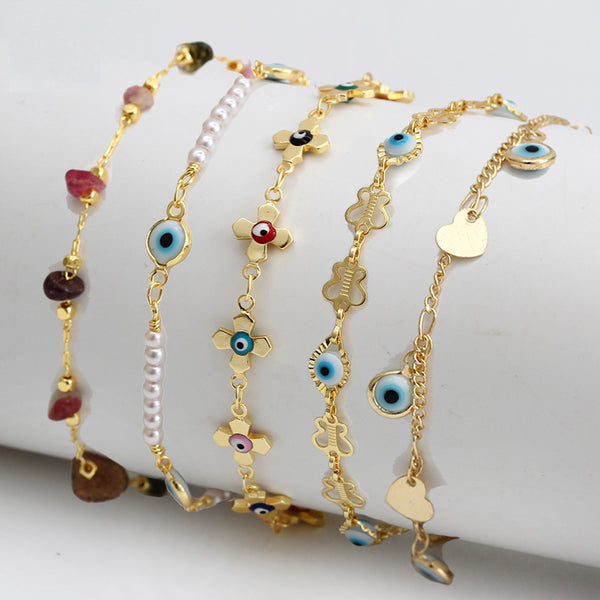 Lucky Eye Fatima Hand Evil Eye Foot Chain Anklet